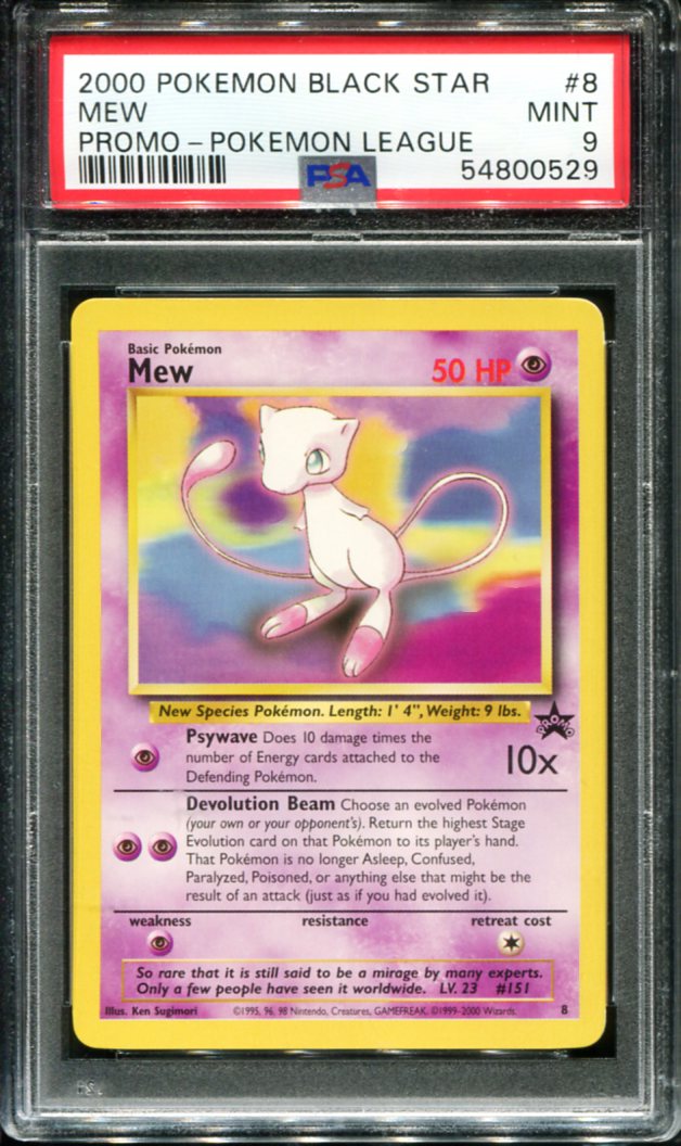 MEW 8 PSA 9 POKEMON LEAGUE PROMO BLACK STAR POKEMON