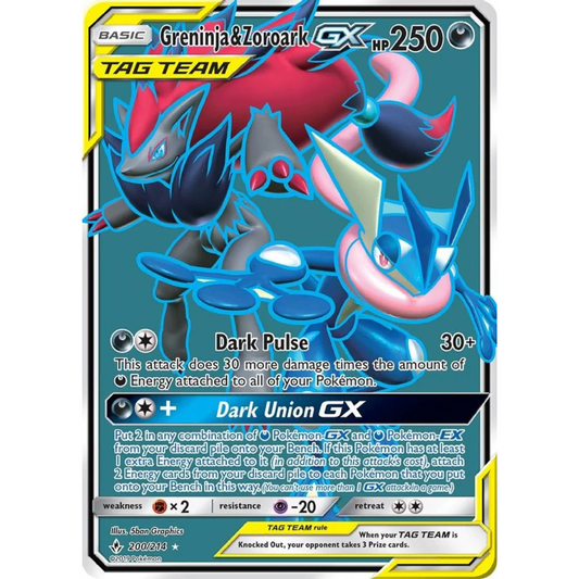 POKEMON TCG - GRENINJA & ZOROARK GX 200/214 UNBROKEN BONDS FULL ART