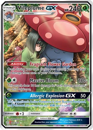 POKEMON TCG - Vileplume GX (Full Art) SM  Cosmic Eclipse - Ultra Rare