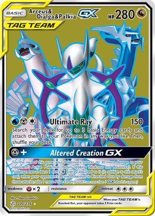 POKEMON TCG - Arceus & Dialga & Palkia GX (Full Art) SM  Cosmic Eclipse - Ultra Rare