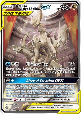 POKEMON TCG - Arceus & Dialga & Palkia GX (Alternate Full Art)/236 SM  Cosmic Eclipse - Ultra Rare
