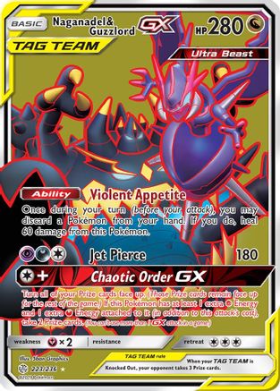 POKEMON TCG - Naganadel & Guzzlord GX (Full Art) SM  Cosmic Eclipse - Ultra Rare