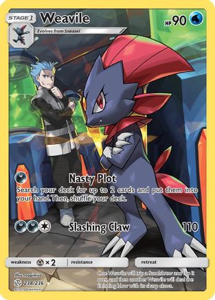 POKEMON TCG - Weavile (Secret) 238/236 SM  Cosmic Eclipse - Secret Rare