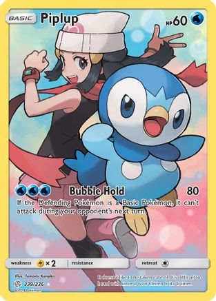 POKEMON TCG - Piplup (Secret) 239/236 SM  Cosmic Eclipse - Secret Rare
