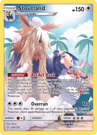POKEMON TCG - Stoutland (Secret) 248/236 SM  Cosmic Eclipse - Secret Rare