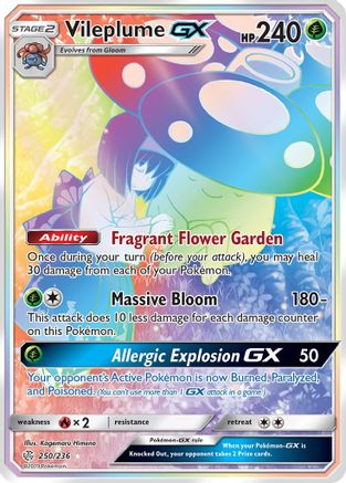 POKEMON TCG - Vileplume GX (Secret) 250/236 SM  Cosmic Eclipse - Secret Rare