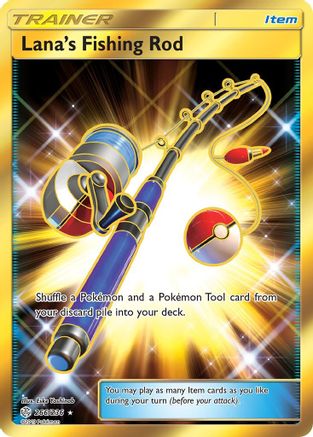 POKEMON TCG - Lana's Fishing Rod (Secret) 266 SM  Cosmic Eclipse - Secret Rare
