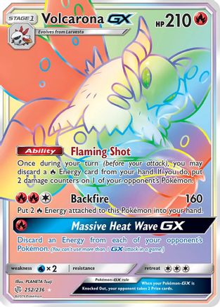 POKEMON TCG - Volcarona GX (Secret) 252 SM  Cosmic Eclipse - Secret Rare