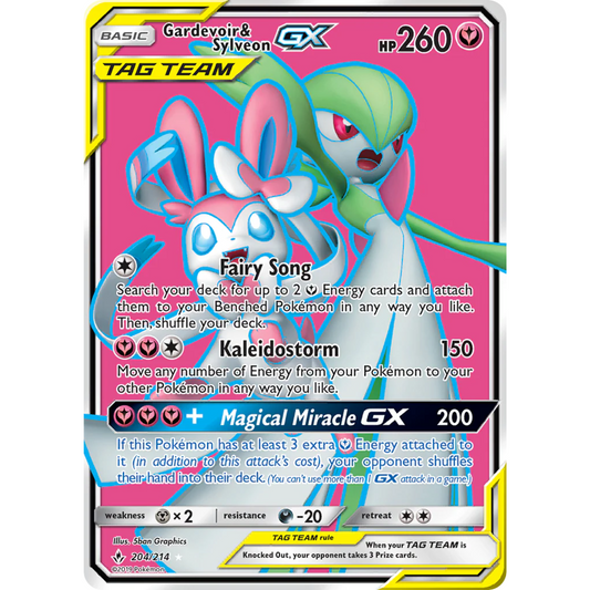 POKEMON TCG - GARDEVOIR & SYLVEON GX 204/214 UNBROKEN BONDS FULL ART