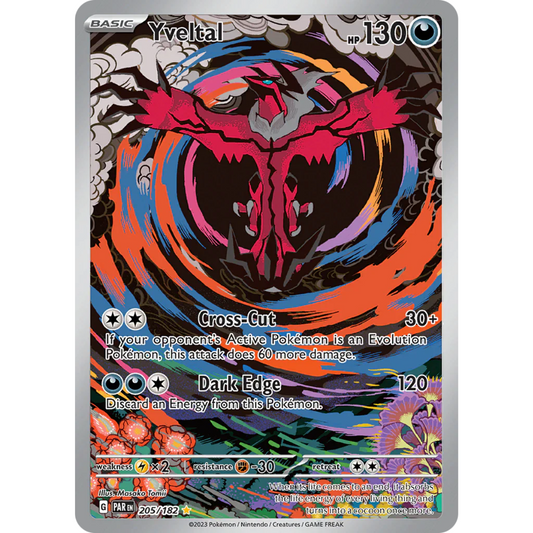 POKEMON TCG - YVELTAL 205/182 PARADOX RIFT ILLUSTRATION RARE