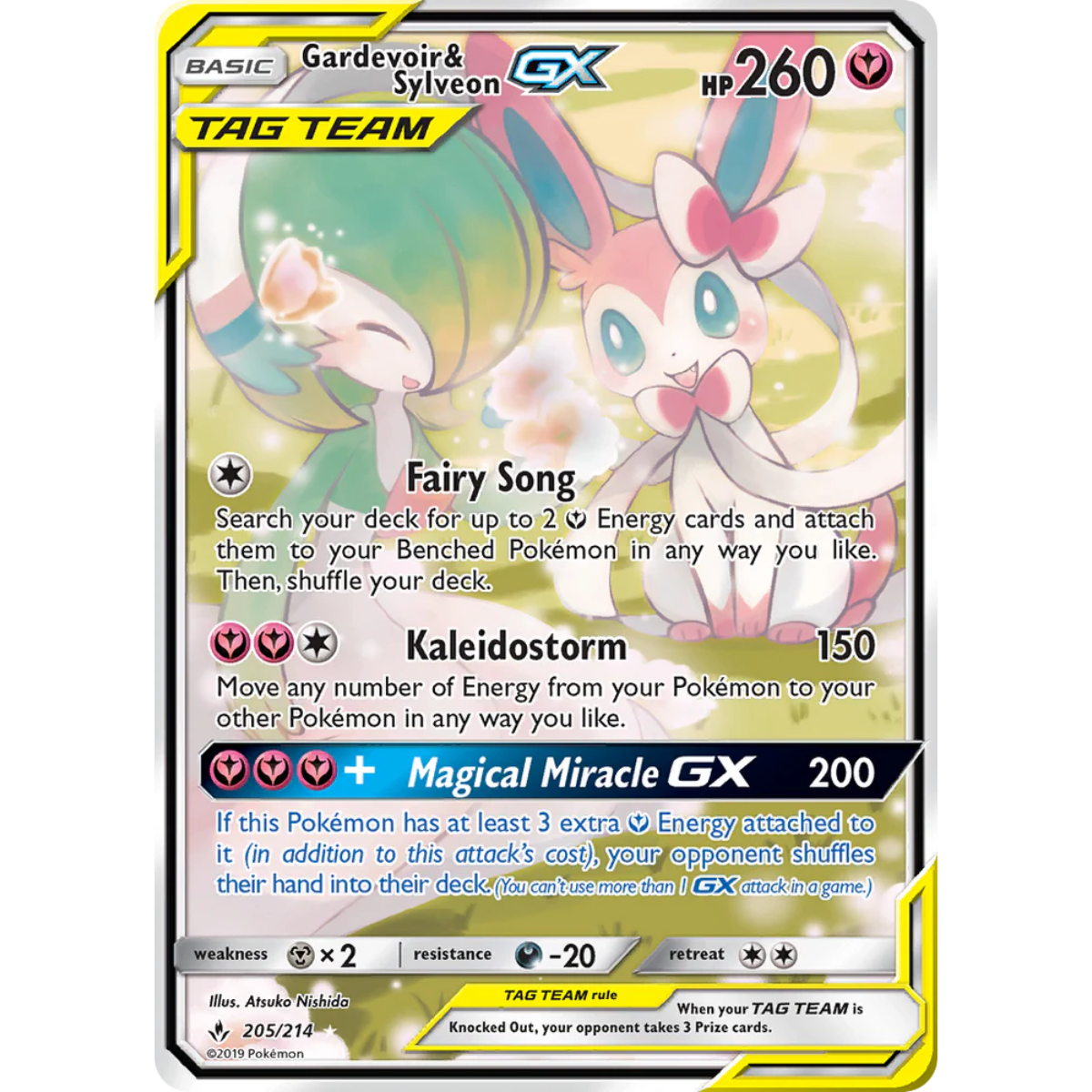 POKEMON TCG - GARDEVOIR & SYLVEON GX 205/214 UNBROKEN BONDS ALTERNATE ART