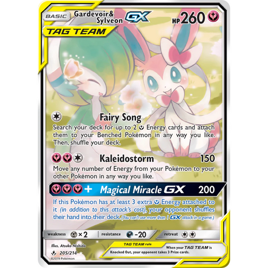 POKEMON TCG - GARDEVOIR & SYLVEON GX 205/214 UNBROKEN BONDS ALTERNATE ART