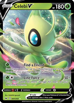 POKEMON TCG - Celebi V 001 SWSH01 Sword & Shield Base Set - Ultra Rare