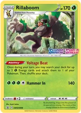 POKEMON TCG - Rillaboom SWSH006 SWSH Sword & Shield Promo Cards - Promo