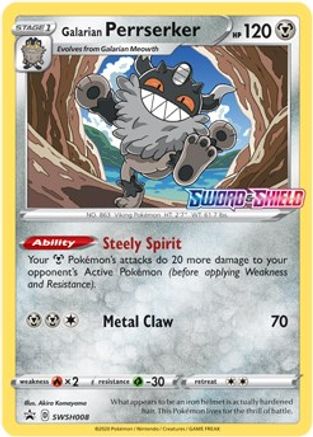 POKEMON TCG - Galarian Perrserker SWSH008 SWSH Sword & Shield Promo Cards - Promo