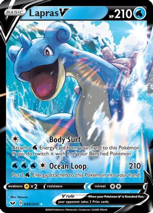 POKEMON TCG - Lapras V 049 SWSH01 Sword & Shield Base Set - Ultra Rare