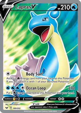 POKEMON TCG - Lapras V (Full Art) 189/202 SWSH01 Sword & Shield Base Set - Ultra Rare