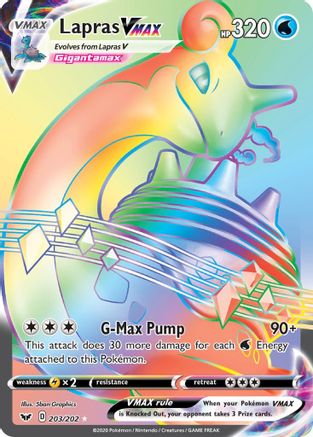 POKEMON TCG - Lapras VMAX (Secret) 203/202 SWSH01 Sword & Shield Base Set - Secret Rare