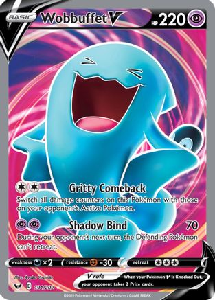 POKEMON TCG - Wobbuffet V (Full Art) 191/202 SWSH01 Sword & Shield Base Set - Ultra Rare