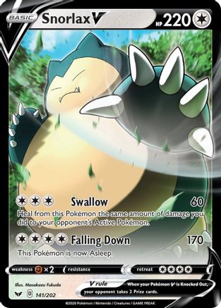 POKEMON TCG - Snorlax V 141 SWSH01 Sword & Shield Base Set - Ultra Rare