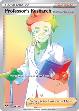 POKEMON TCG - Professor's Research (Secret) 209/202 SWSH01 Sword & Shield Base Set - Secret Rare