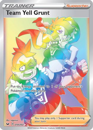 POKEMON TCG - Team Yell Grunt (Secret) 210/202 SWSH01 Sword & Shield Base Set - Secret Rare