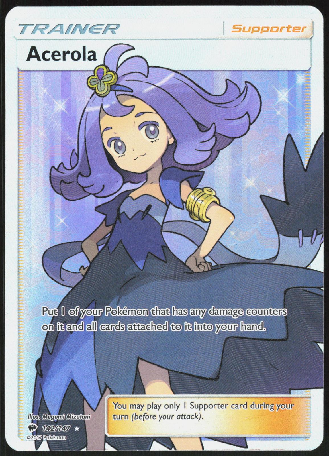 ACEROLA 142/147 BURNING SHADOWS POKEMON ULTRA RARE HOLO LP