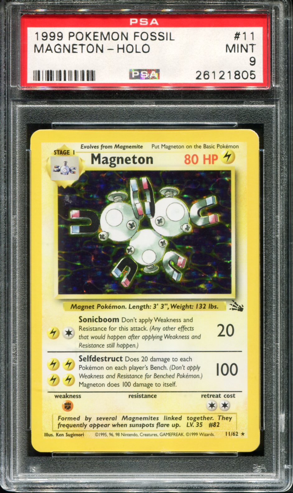 MAGNETON HOLO 11/62 PSA 9 FOSSIL POKEMON