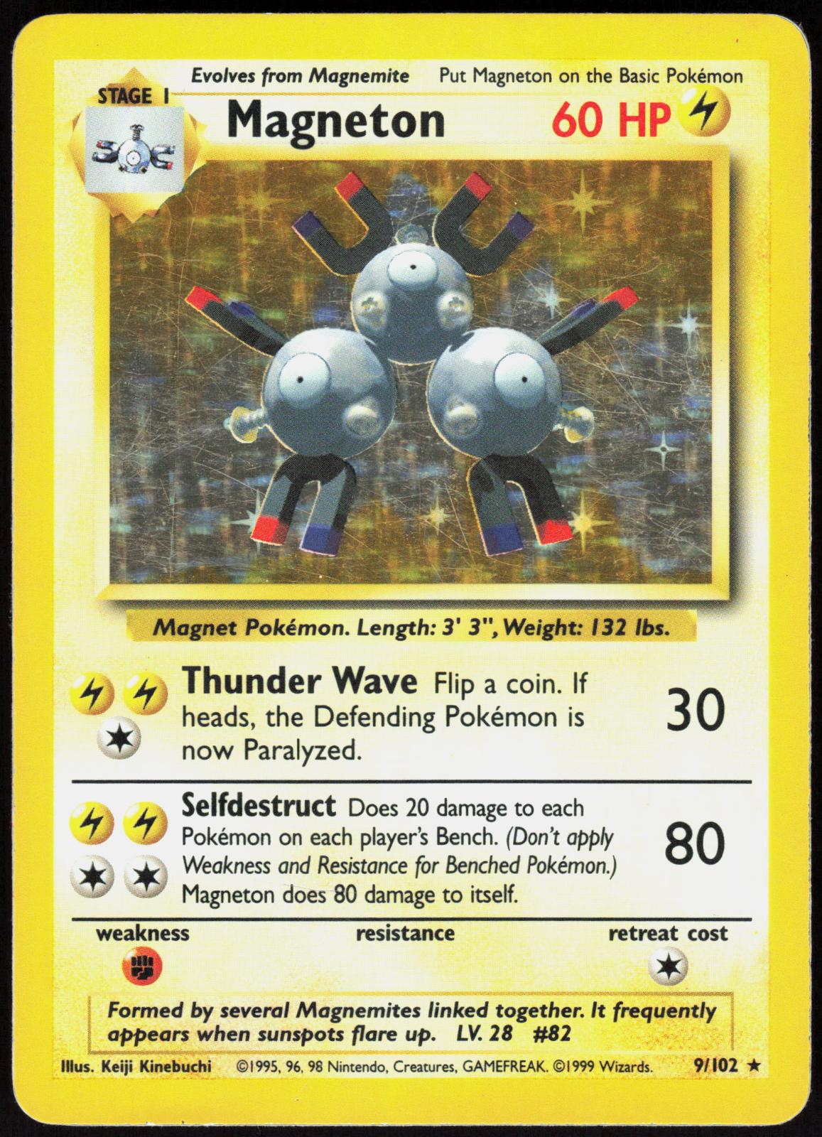 MAGNETON 9/102 BASE SET UNLIMITED POKEMON HOLO RARE HP