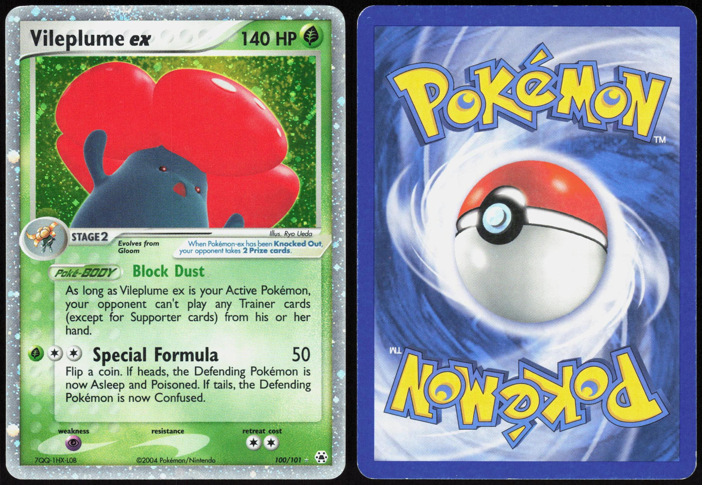 VILEPLUME EX 100/101 HIDDEN LEGENDS POKEMON EX RARE HOLO LP