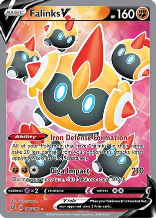 POKEMON TCG - Falinks V (Full Art) 185/192 SWSH02 Rebel Clash - Ultra Rare