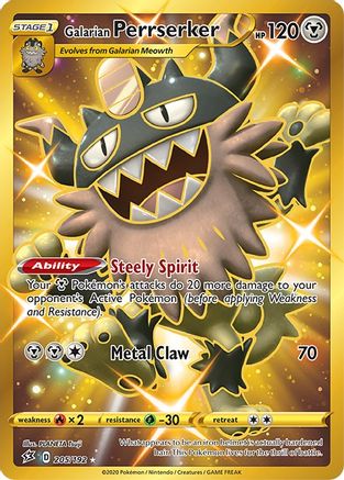 POKEMON TCG - Galarian Perrserker (Secret) 205/192 SWSH02 Rebel Clash - Secret Rare