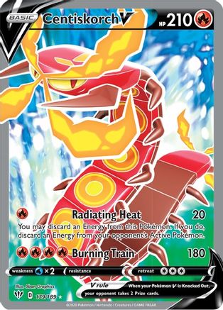 POKEMON TCG - Centiskorch V (Full Art) 179 SWSH03 Darkness Ablaze - Ultra Rare