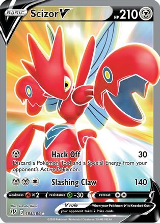 POKEMON TCG - Scizor V (Full Art) 183 SWSH03 Darkness Ablaze - Ultra Rare