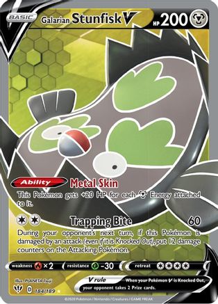 POKEMON TCG - Galarian Stunfisk V (Full Art) 184 SWSH03 Darkness Ablaze - Ultra Rare