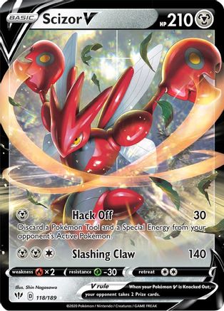 POKEMON TCG - Scizor V 118/189 SWSH03 Darkness Ablaze - Ultra Rare