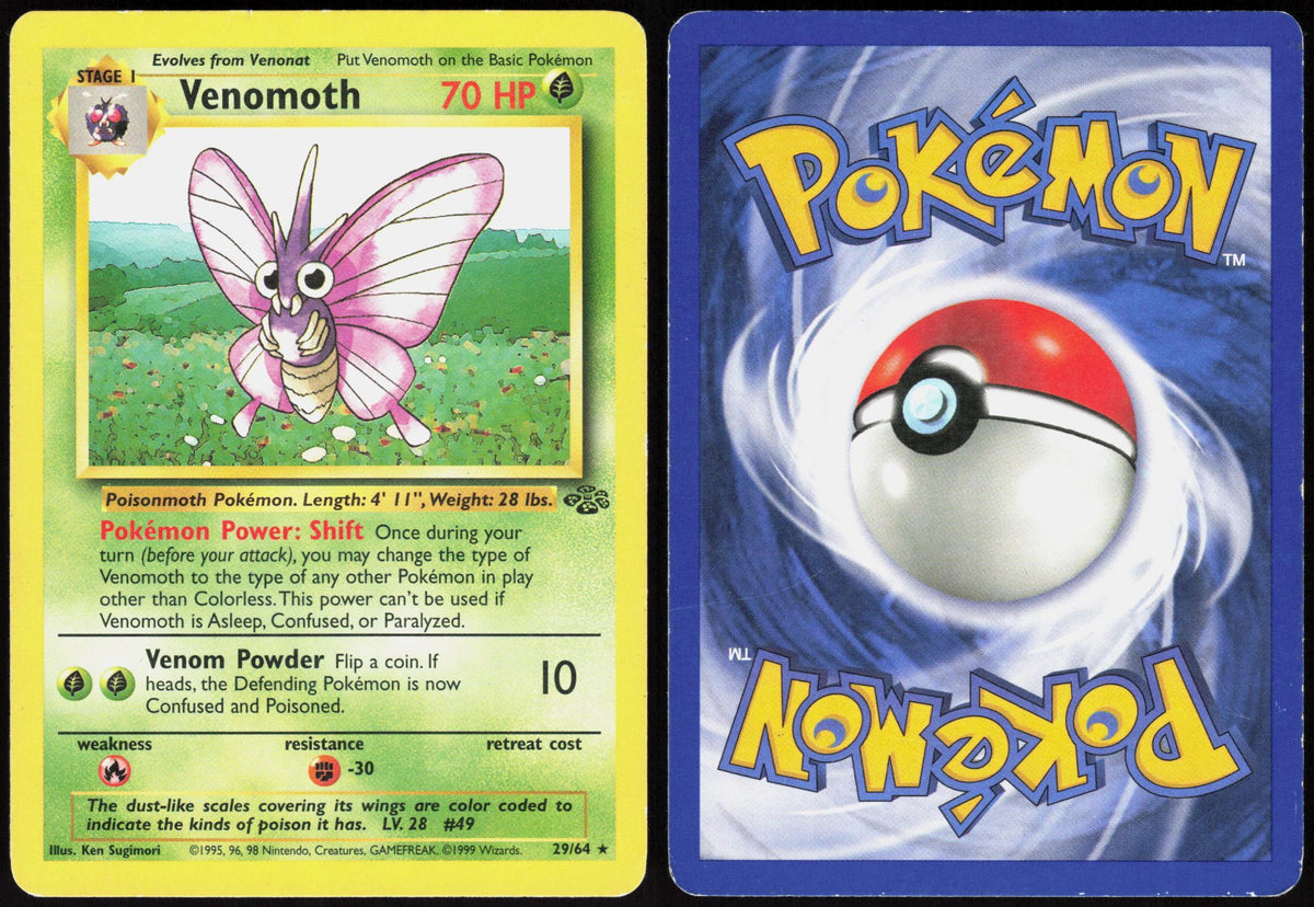 VENOMOTH 29/64 JUNGLE POKEMON RARE UNLIMITED MP