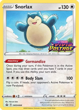 POKEMON TCG - Snorlax SWSH068 SWSH Sword & Shield Promo Cards - Promo