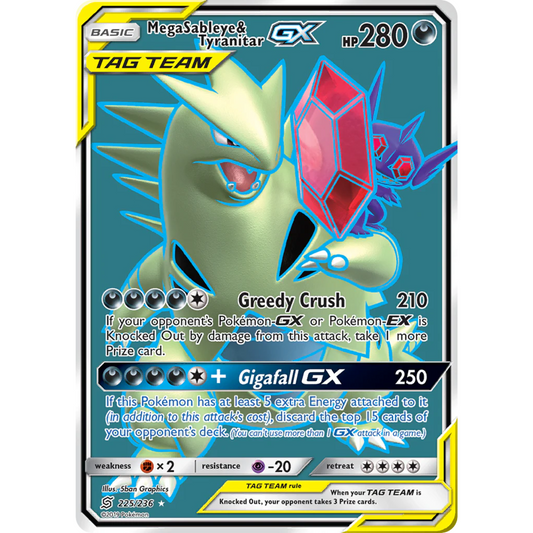 POKEMON TCG - MEGA SABLEEYE & TYRANITAR GX 225/236 UNIFIED MINDS FULL ART