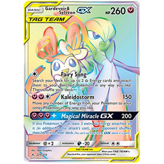 POKEMON TCG - GARDEVOIR & SYLVEON GX 225/214 UNBREOKEN BONDS SECRET RARE