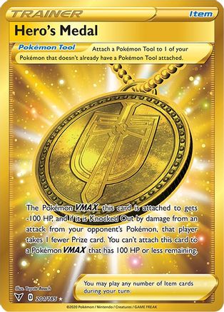 POKEMON TCG - Hero's Medal (Secret) 201/185 SWSH04 Vivid Voltage - Secret Rare
