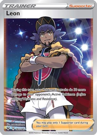 POKEMON TCG - Leon (Full Art) 182/185 SWSH04 Vivid Voltage - Ultra Rare