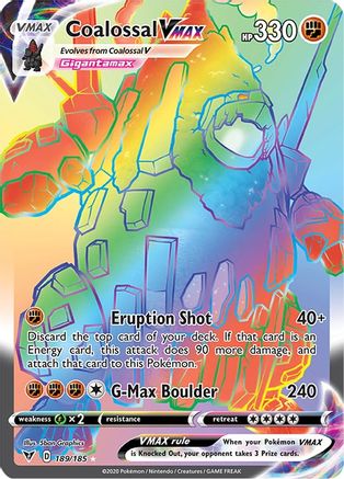 POKEMON TCG - Coalossal VMAX (Secret) 189/185 SWSH04 Vivid Voltage - Secret Rare