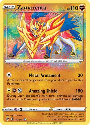 POKEMON TCG - Zamazenta 102/185 SWSH04 Vivid Voltage - Amazing Rare