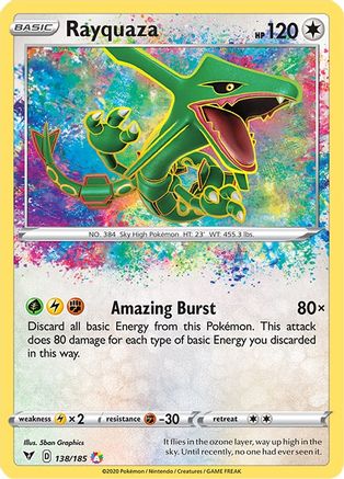 POKEMON TCG - Rayquaza 138/185 SWSH04 Vivid Voltage - Amazing Rare