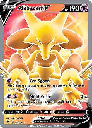 POKEMON TCG - Alakazam V (Full Art) 172/185 SWSH04 Vivid Voltage - Ultra Rare