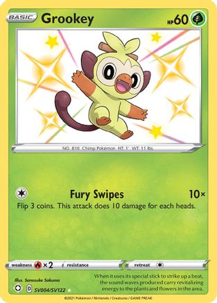 POKEMON TCG - Grookey SV004/SV122 Shining Fates Shiny Vault - Shiny Holo Rare