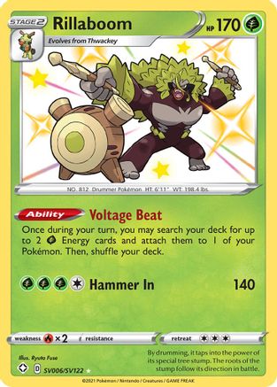 POKEMON TCG - Rillaboom SV006/SV122 Shining Fates Shiny Vault - Shiny Holo Rare