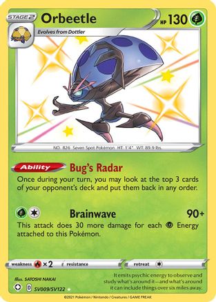 POKEMON TCG - Orbeetle SV009/SV122 Shining Fates Shiny Vault - Shiny Holo Rare