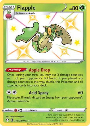 POKEMON TCG - Flapple SV013/SV122 Shining Fates Shiny Vault - Shiny Holo Rare